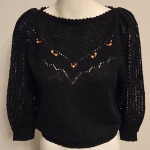 Black vintage sweater w/beading